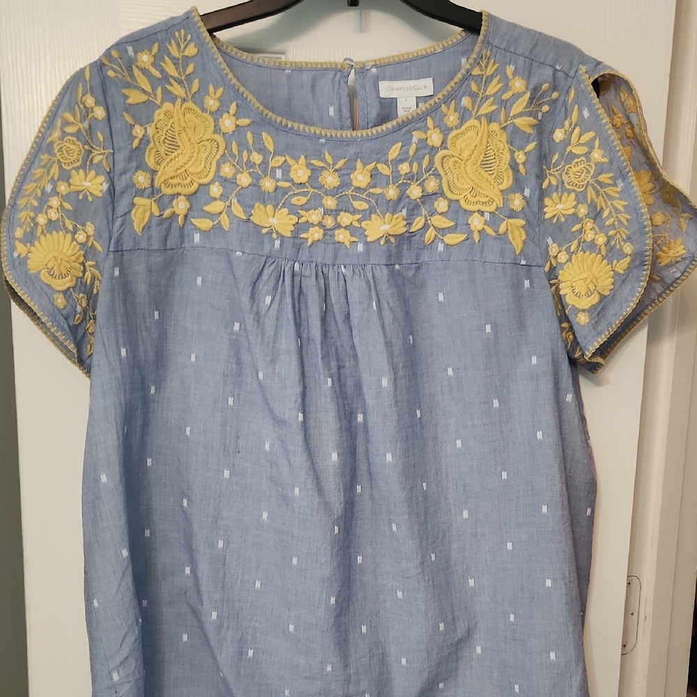 Charter Club Cotton Embroidered Top, Created for Macy's
